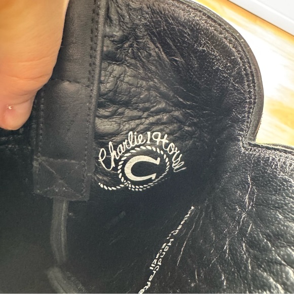 Charlie 1 Horse High Heeled Black Pointed Toe Cowboy Boots Size 6B - Picture 11 of 14